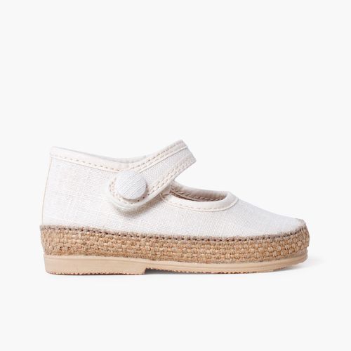 mercedita bebé lino y yute detalle botón